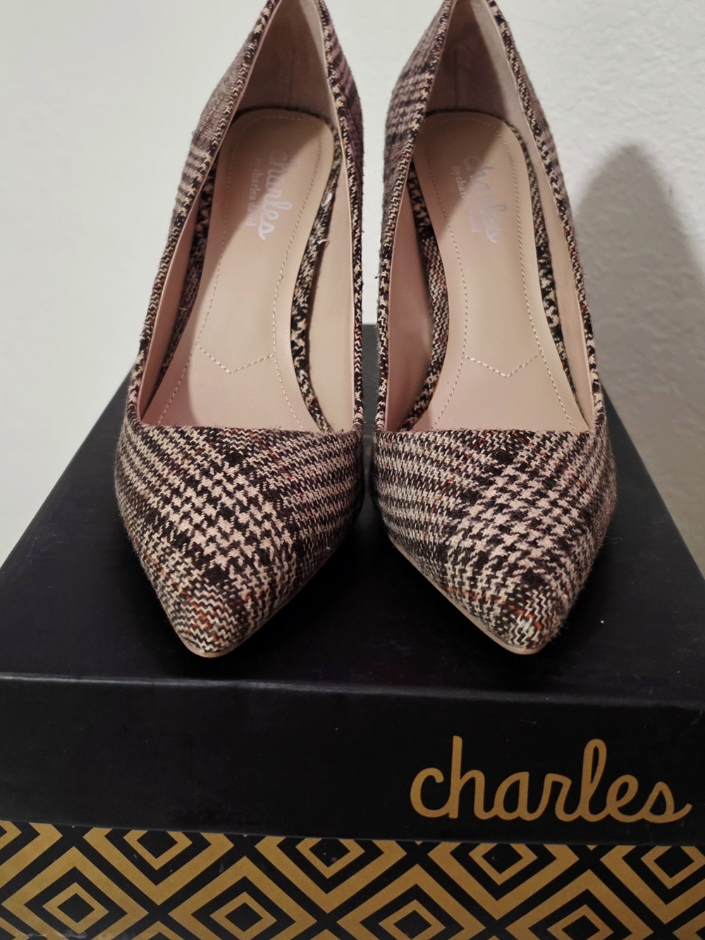 Charles By Charles David Brown Plaid Pointed-Toe Pumps